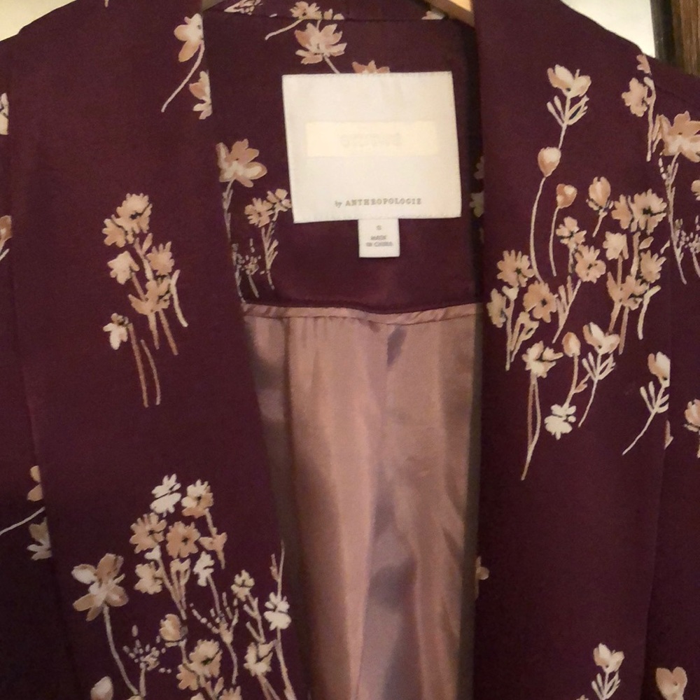 Anthropologie Ett:twa Tavie Floral Satin Blazer - Picture 7 of 8